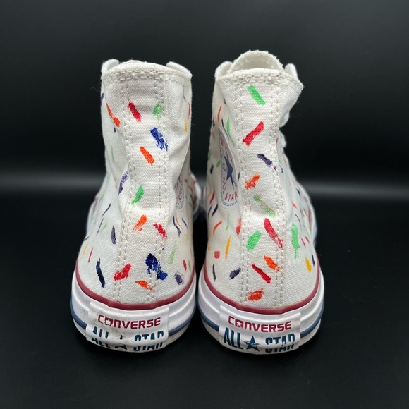 Converse Chuck Taylor All Star High  White Paint Splatter Shoes M7650 Women's 7 - Picture 3 of 10